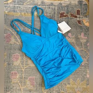 La Blanca Women’s Aqua Blue Swimsuit Tankini Top